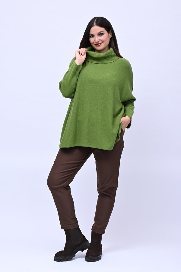 Maxi Pull collo anello - Verde Mela