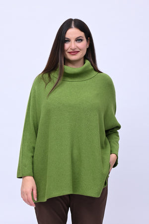 Maxi Pull collo anello - Verde Mela