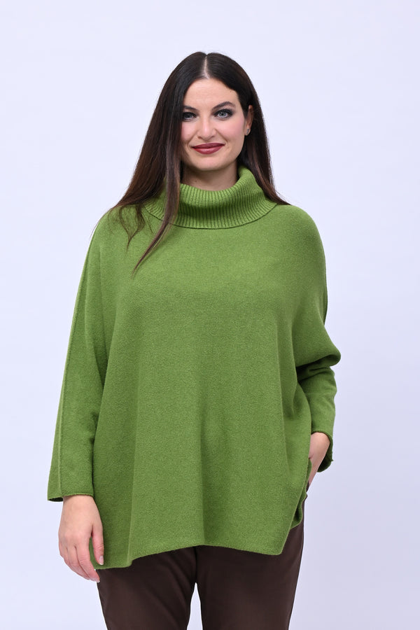 Maxi Pull collo anello - Verde Mela