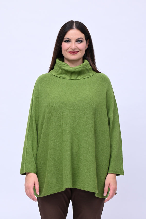 Maxi Pull collo anello - Verde Mela