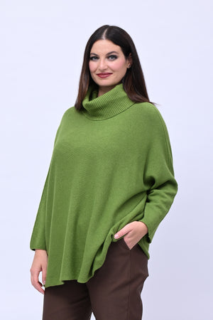 Maxi Pull collo anello - Verde Mela