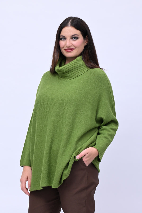 Maxi Pull collo anello - Verde Mela