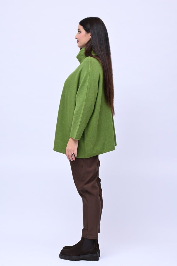 Maxi Pull collo anello - Verde Mela