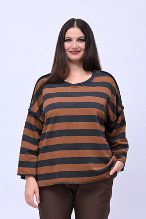 Felpa righe scatola - Grigio