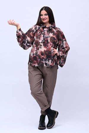 Pantalone bengalina vita alta - Greige