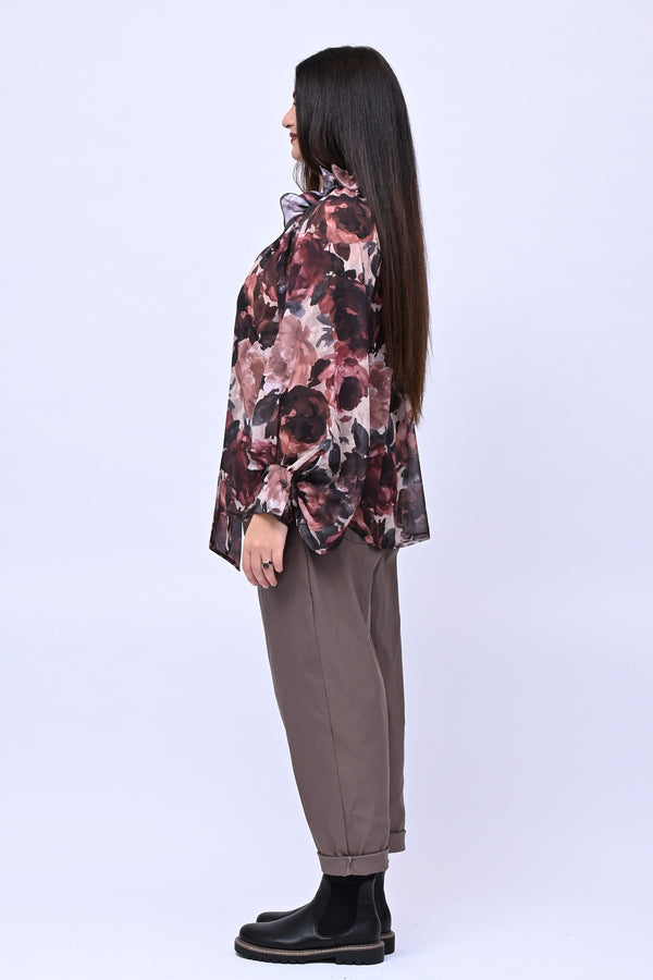 Pantalone bengalina vita alta - Greige