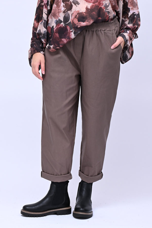 Pantalone bengalina vita alta - Greige