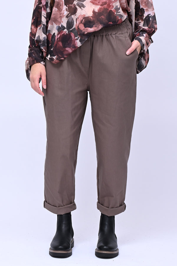 Pantalone bengalina vita alta - Greige