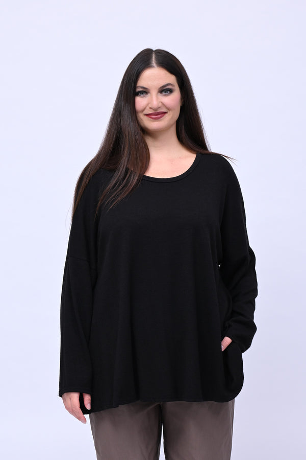 Maglia over calda viscosa - Nero