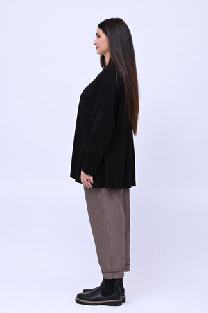 Maglia over calda viscosa - Nero