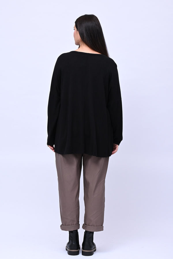 Maglia over calda viscosa - Nero