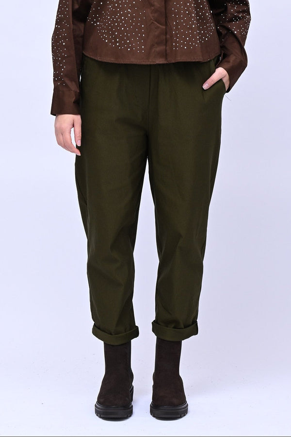 Pantalone bengalina vita alta - Oliva