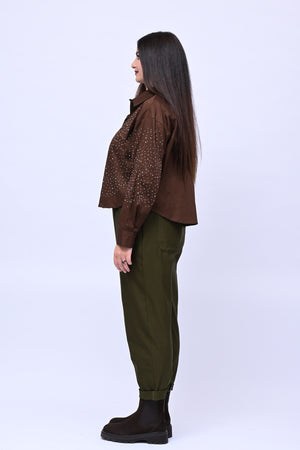 Pantalone bengalina vita alta - Oliva