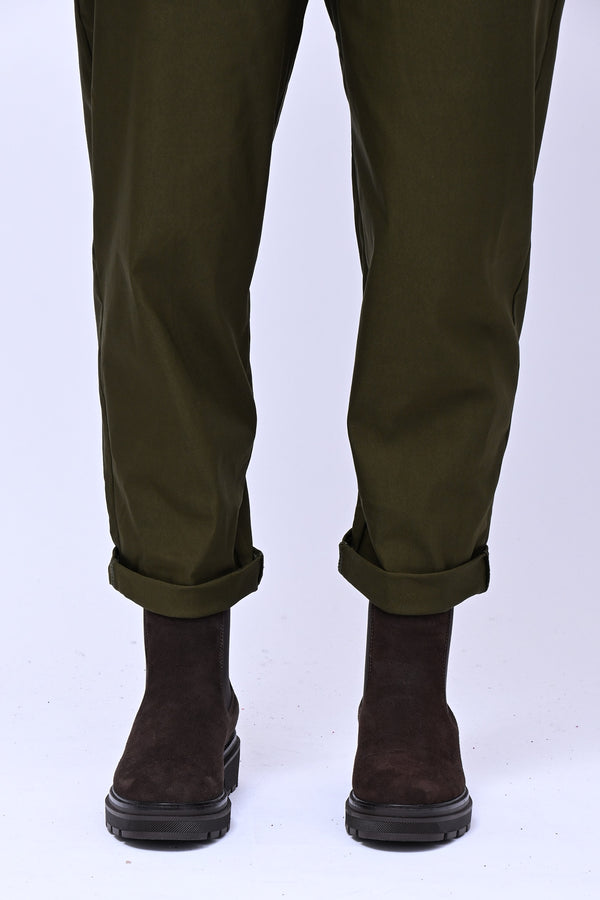 Pantalone bengalina vita alta - Oliva