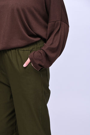Pantalone bengalina vita alta - Oliva
