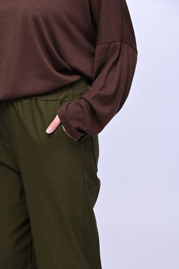 Pantalone bengalina vita alta - Oliva