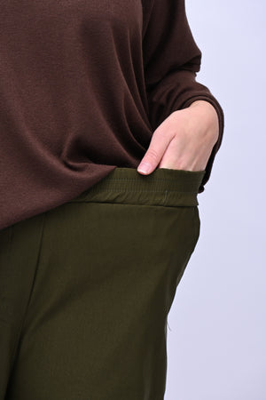 Pantalone bengalina vita alta - Oliva