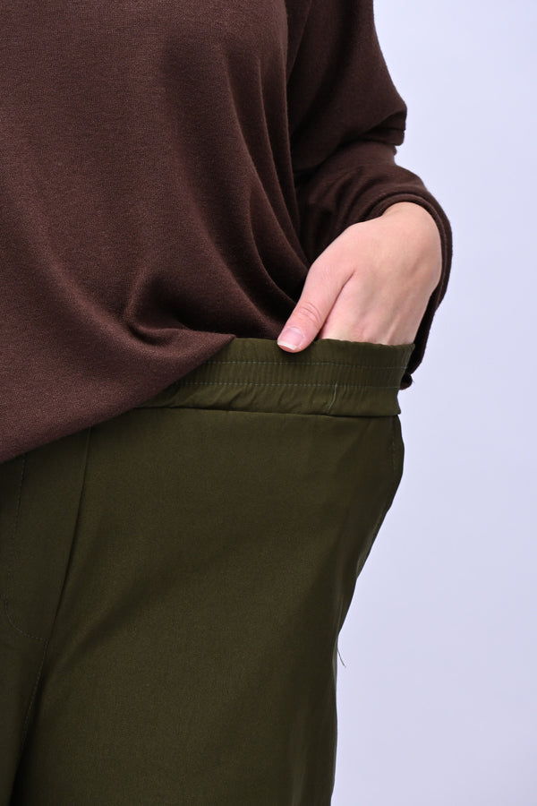 Pantalone bengalina vita alta - Oliva