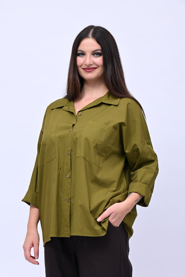 Camicia over tasconi - Verde oliva