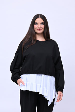 Maglia doppiata laccio balza - Nero