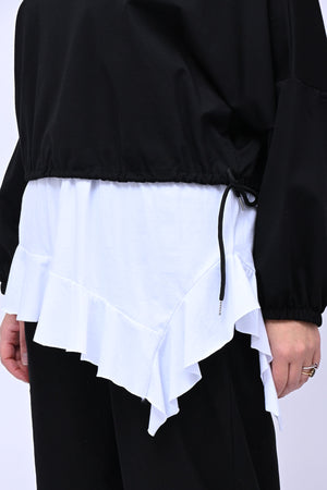 Maglia doppiata laccio balza - Nero