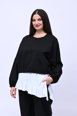 Maglia doppiata laccio balza - Nero