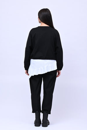 Maglia doppiata laccio balza - Nero