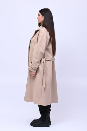 Cappotto doppio petto cinta - Burro