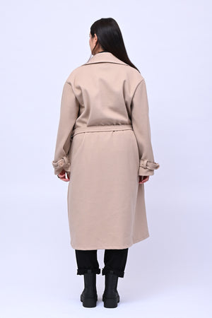 Cappotto doppio petto cinta - Burro