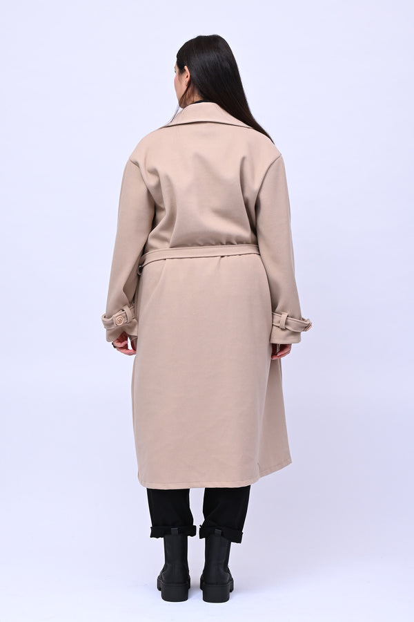 Cappotto doppio petto cinta - Burro