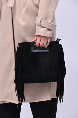 Borsa a mano frange - Nero