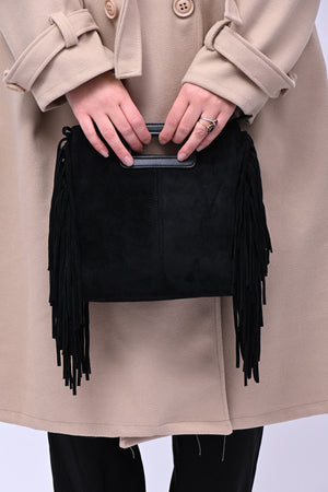 Borsa a mano frange - Nero