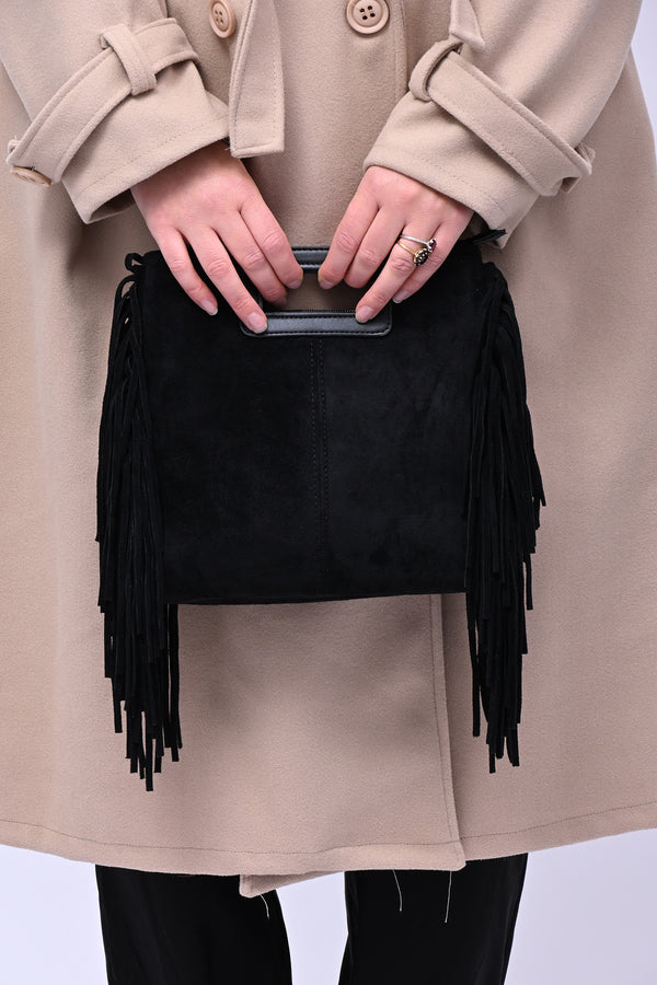 Borsa a mano frange - Nero