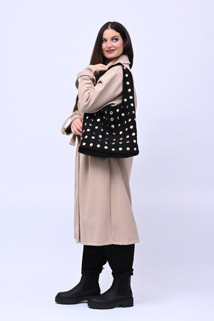 Bag suede bulloni - Nero