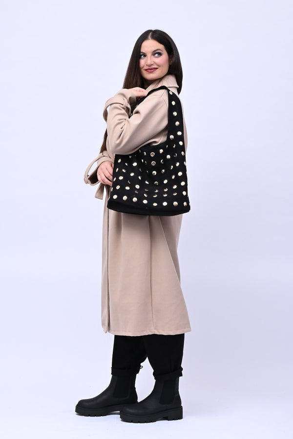 Bag suede bulloni - Nero