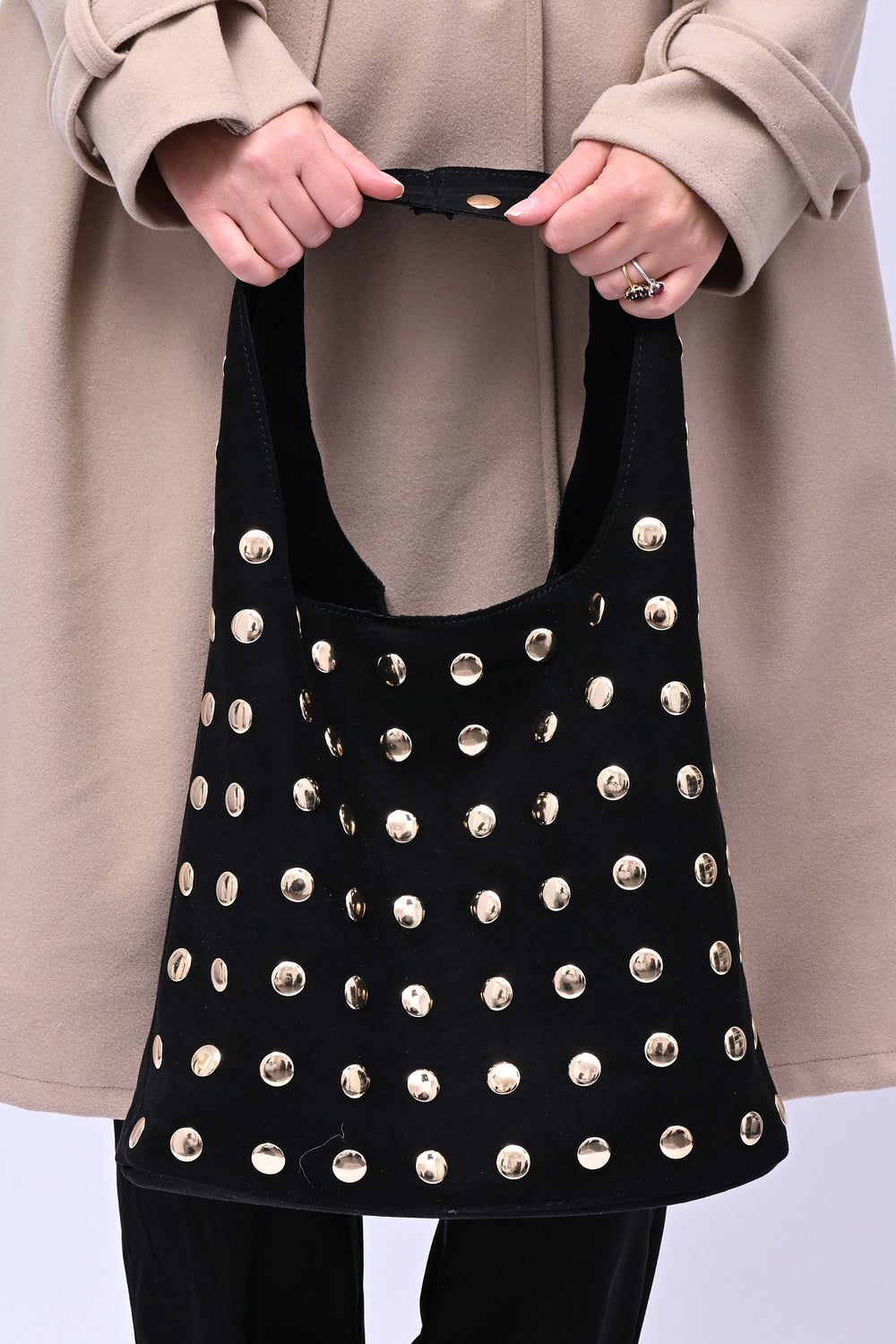 Bag suede bulloni - Nero