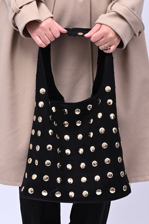 Bag suede bulloni - Nero