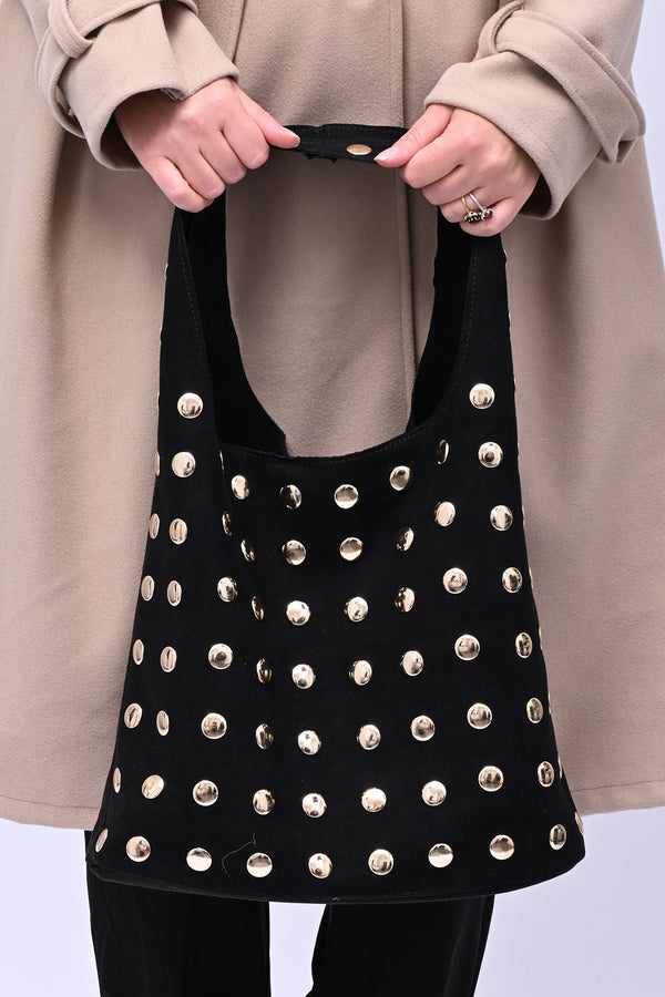 Bag suede bulloni - Nero