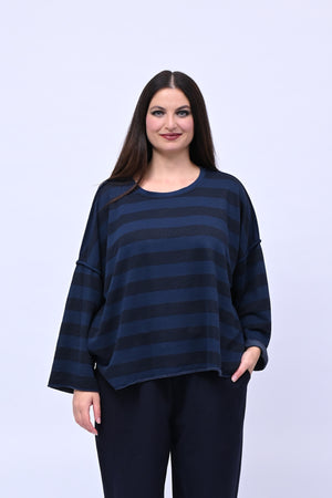 Felpa righe scatola - Blu