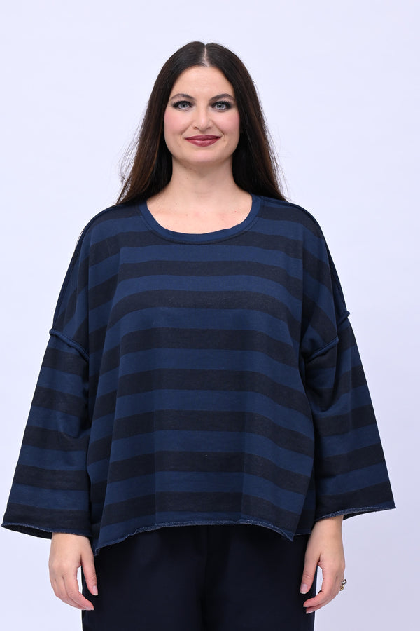 Felpa righe scatola - Blu