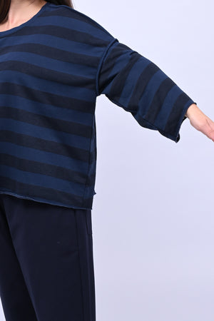 Felpa righe scatola - Blu