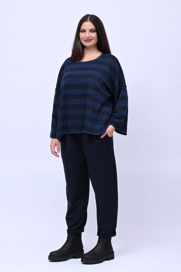 Felpa righe scatola - Blu