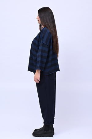 Felpa righe scatola - Blu