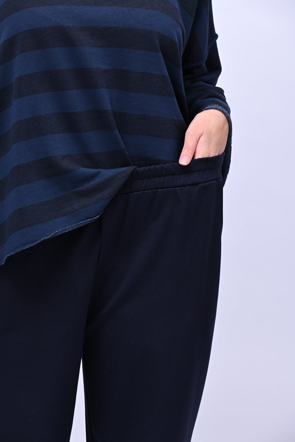 Pantalone punto milano tasche - Blu