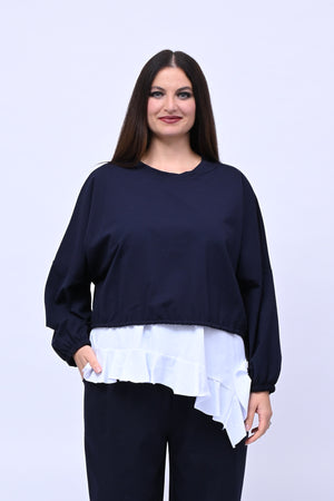 Maglia doppiata laccio balza - Blu