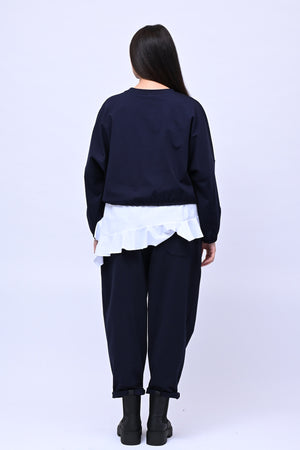 Maglia doppiata laccio balza - Blu