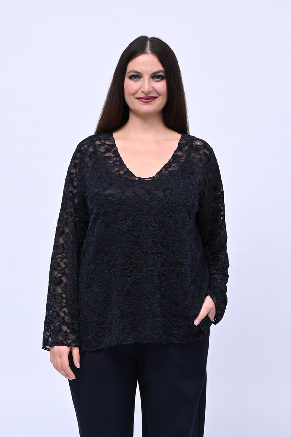 Maglia devorè scollo V - Inchiostro