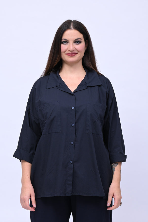 Camicia over tasconi - Blu