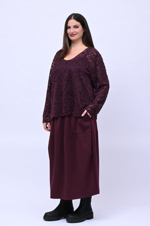 Maglia devorè scollo V - Melanzana
