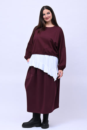 Maglia doppiata laccio balza - Vino